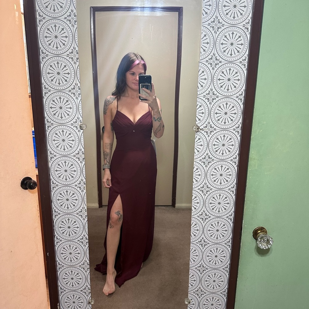 Azazie “Hailey” Cabernet floor length gown